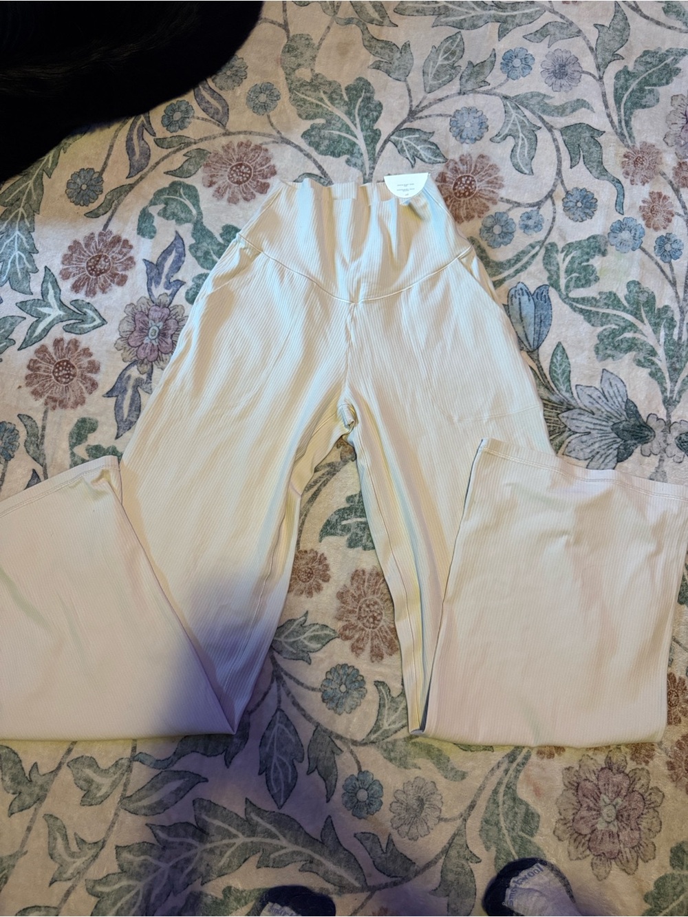 Women’s Ribbed Wide-Leg Bottoms in Cream - Brand: